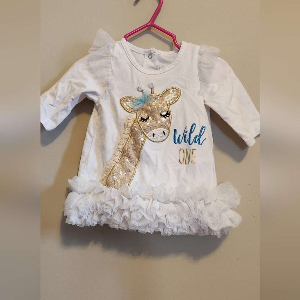Wild One Giraffe Kids Top - White and Gold